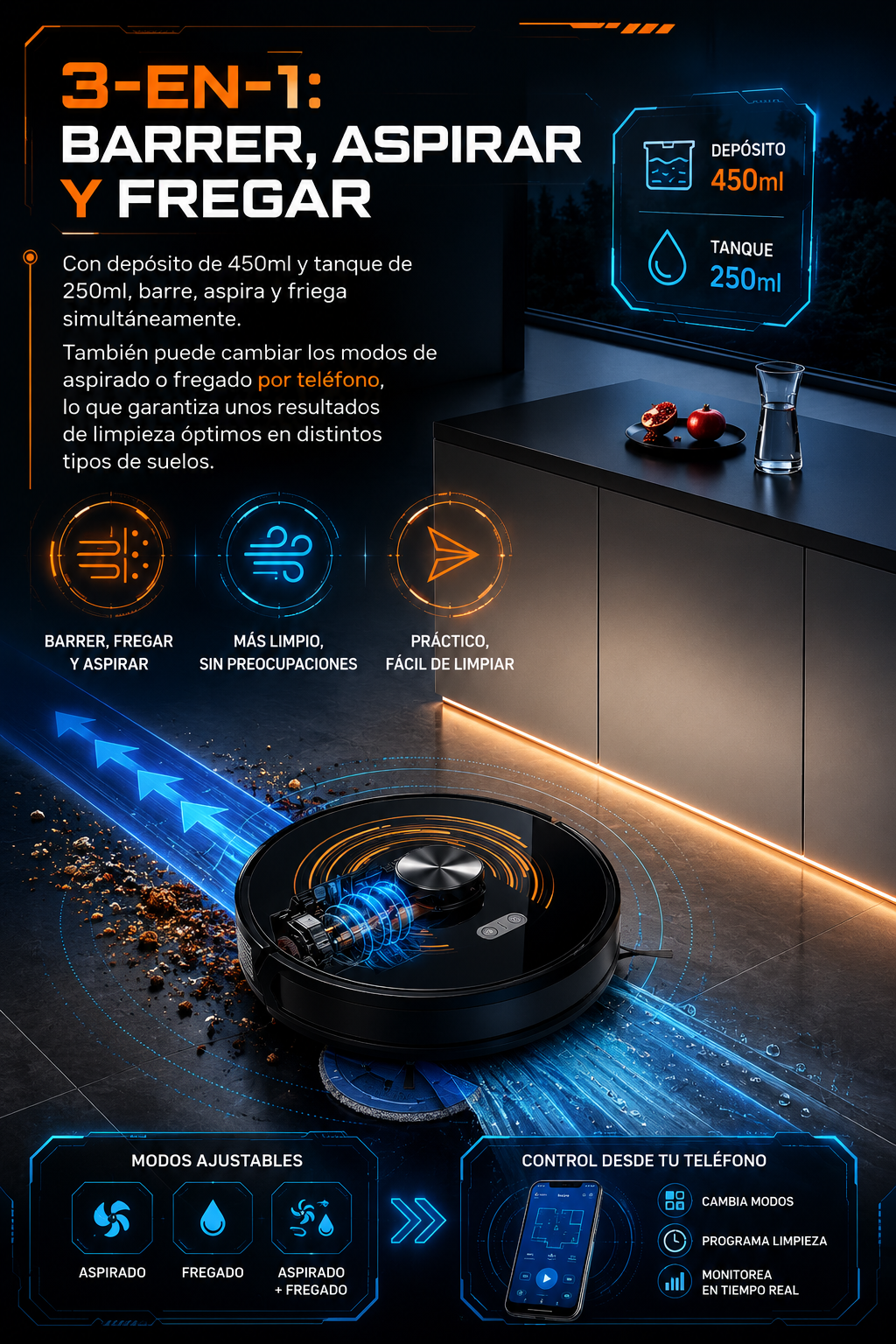 ABIR X9 Robot Aspirador Premium - Doble Láser LDS + Fregado + UV