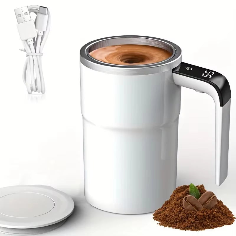 380ML Smart Self-Stirring Coffee Mug - Waterproof, USB Rechargeable with Digital Display