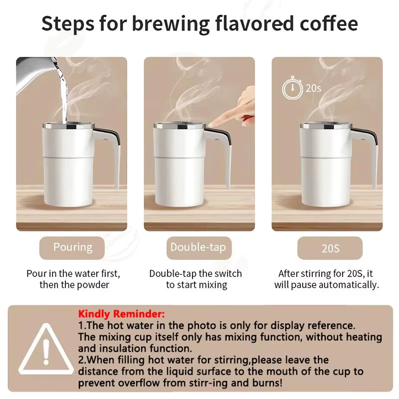 380ML Smart Self-Stirring Coffee Mug - Waterproof, USB Rechargeable with Digital Display