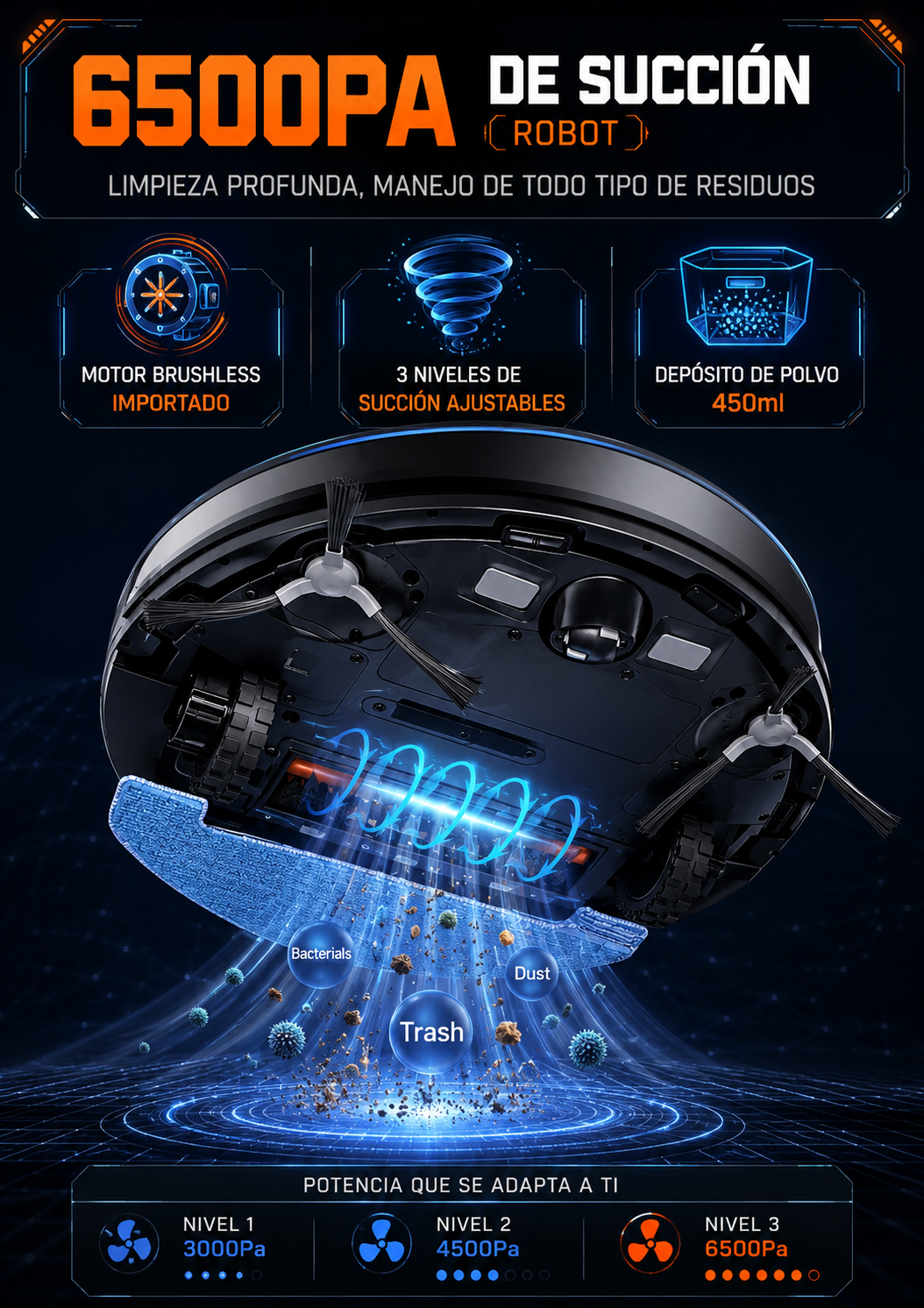 ABIR X9 Robot Aspirador Premium - Doble Láser LDS + Fregado + UV
