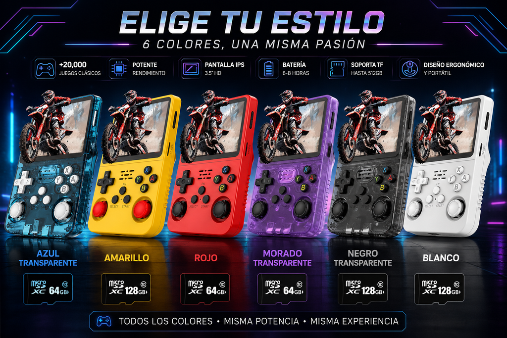 R36S Consola Retro Portátil | Arkos 2.0 | 20,000+ Juegos | 64GB / 128GB