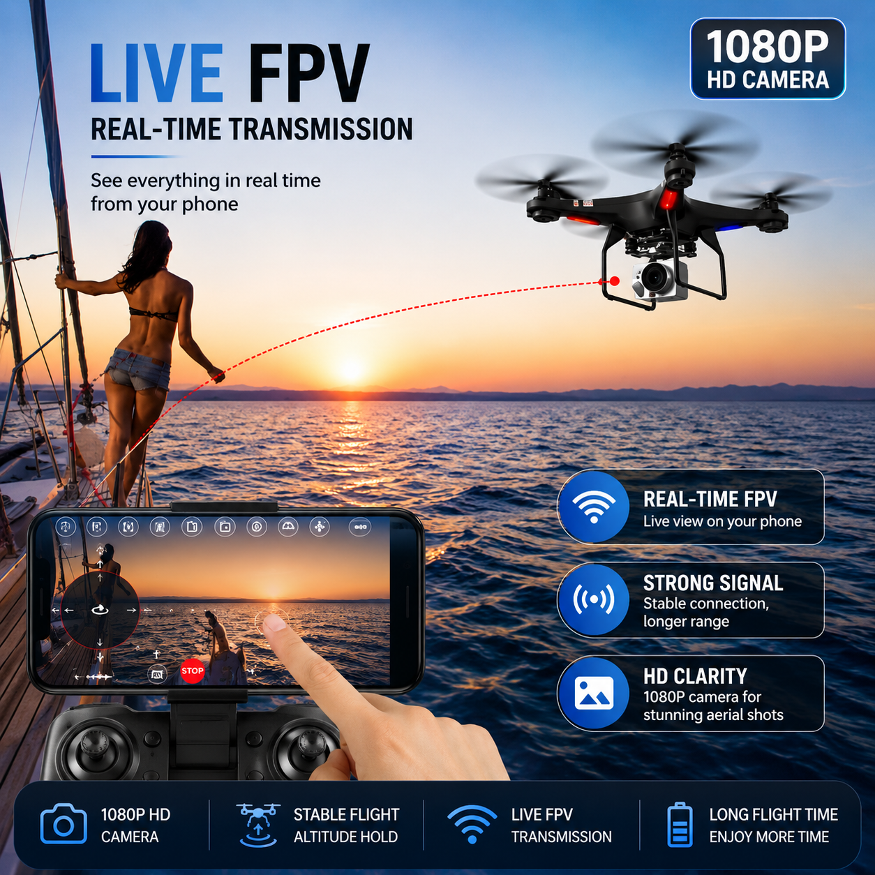 Drone Profesional con Cámara 4K HD – FFOrder | Rojo, Blanco o Negro