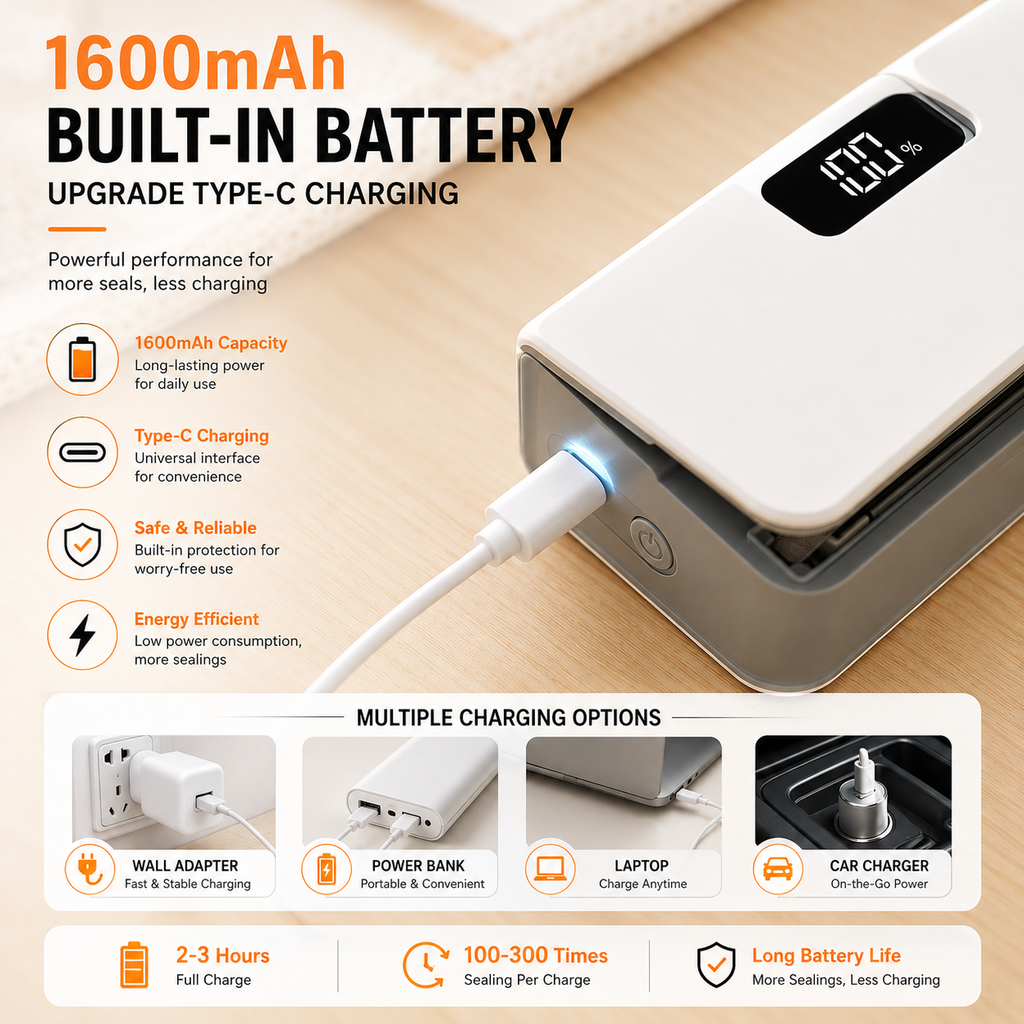 Sellador de Bolsas Portátil Mini – Recargable USB | Sellado Térmico Rápido