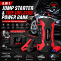 Fuente de Arranque de Emergencia para Auto | Jump Starter Portátil con Bomba de Aire