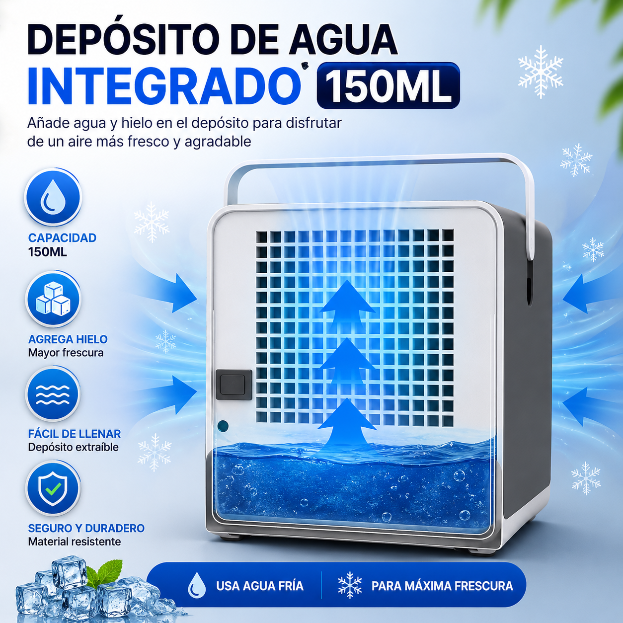 Mini Ventilador Enfriador USB con Iones Negativos 4 en 1