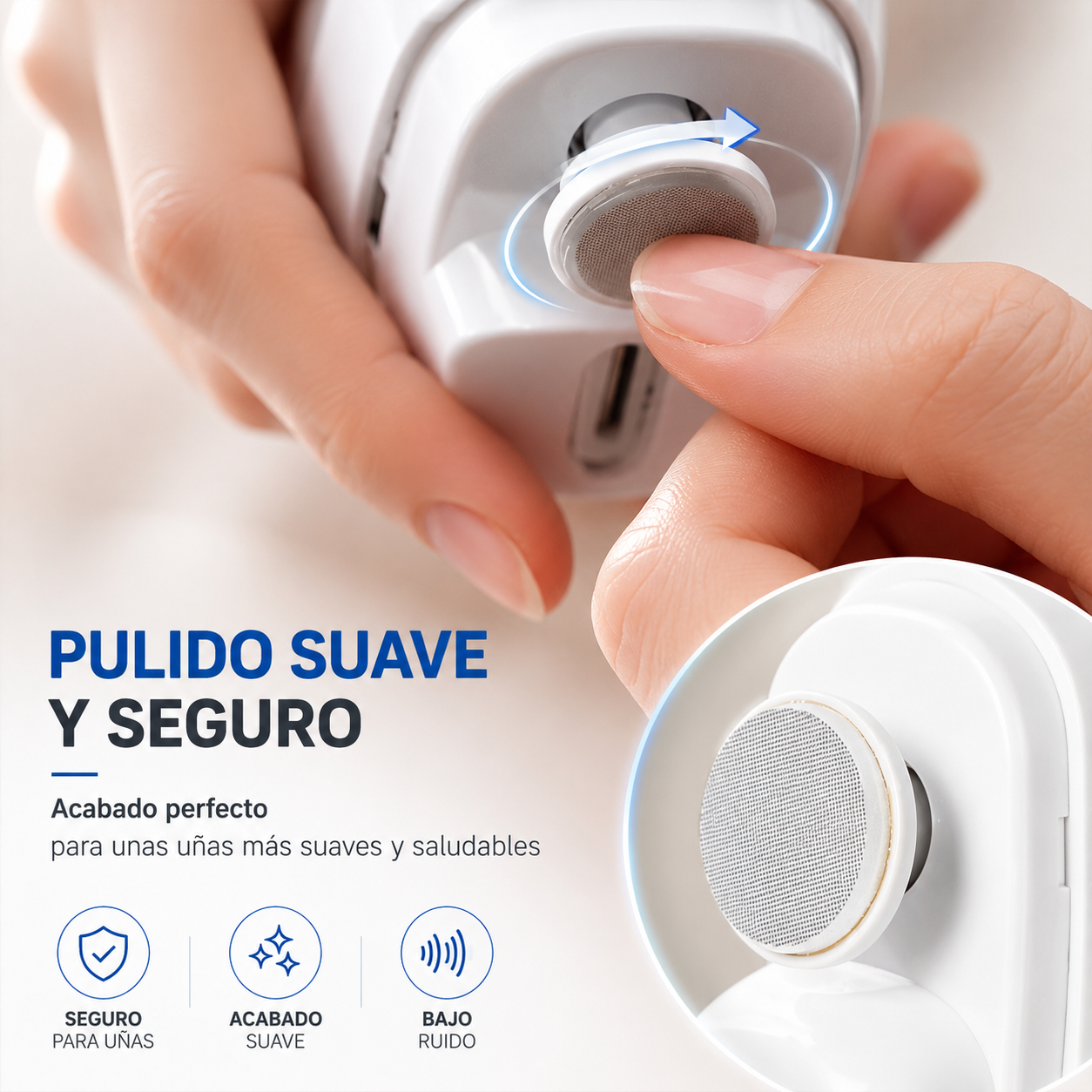 Cortauñas Eléctrico 2 en 1 — Corte, Lima y Pulido Automático