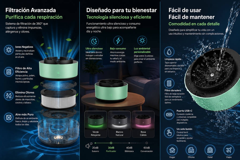 Cenicero Inteligente Sin Humo 360° – Elimina Malos Olores y Purifica el Aire | Para Hogar y Auto
