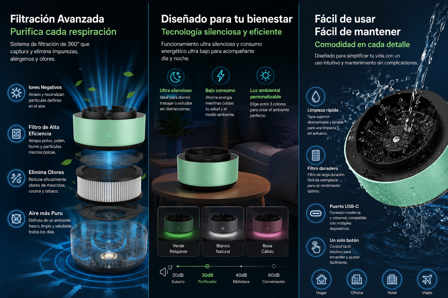Cenicero Inteligente Sin Humo 360° – Elimina Malos Olores y Purifica el Aire | Para Hogar y Auto