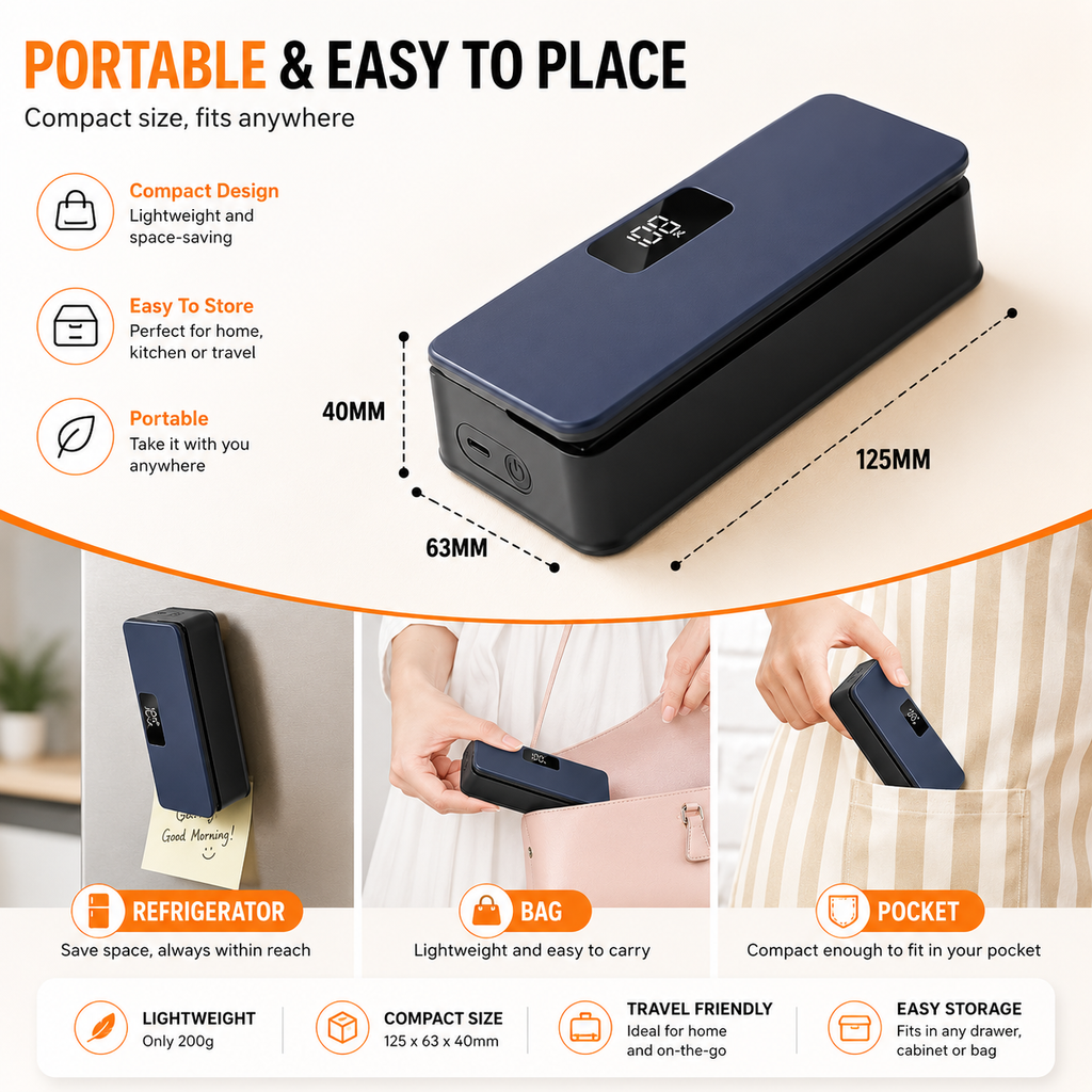 Sellador de Bolsas Portátil Mini – Recargable USB | Sellado Térmico Rápido