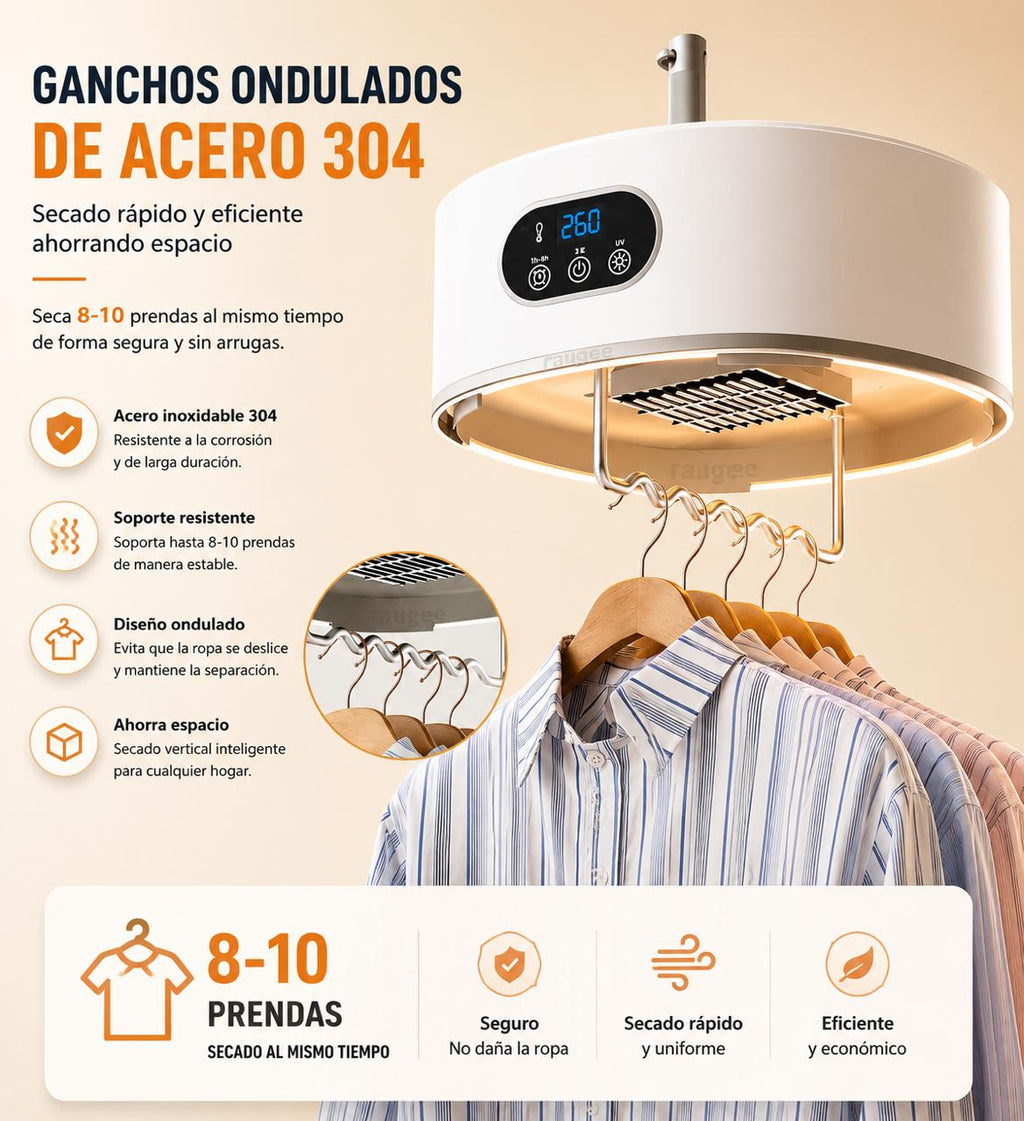 Secadora de Ropa Portátil Plegable Eléctrica con Control Remoto y Temporizador Inteligente