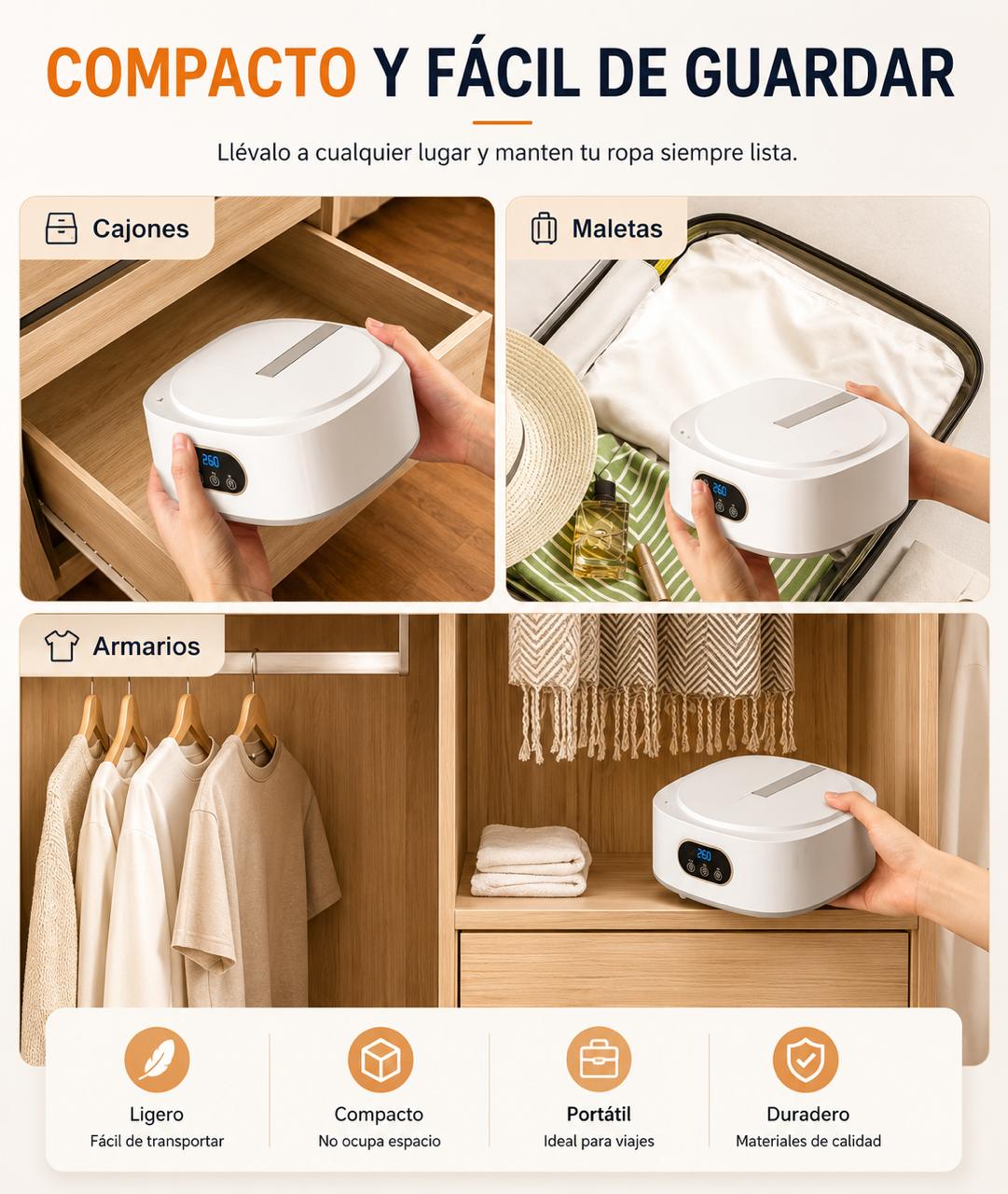 Secadora de Ropa Portátil Plegable Eléctrica con Control Remoto y Temporizador Inteligente