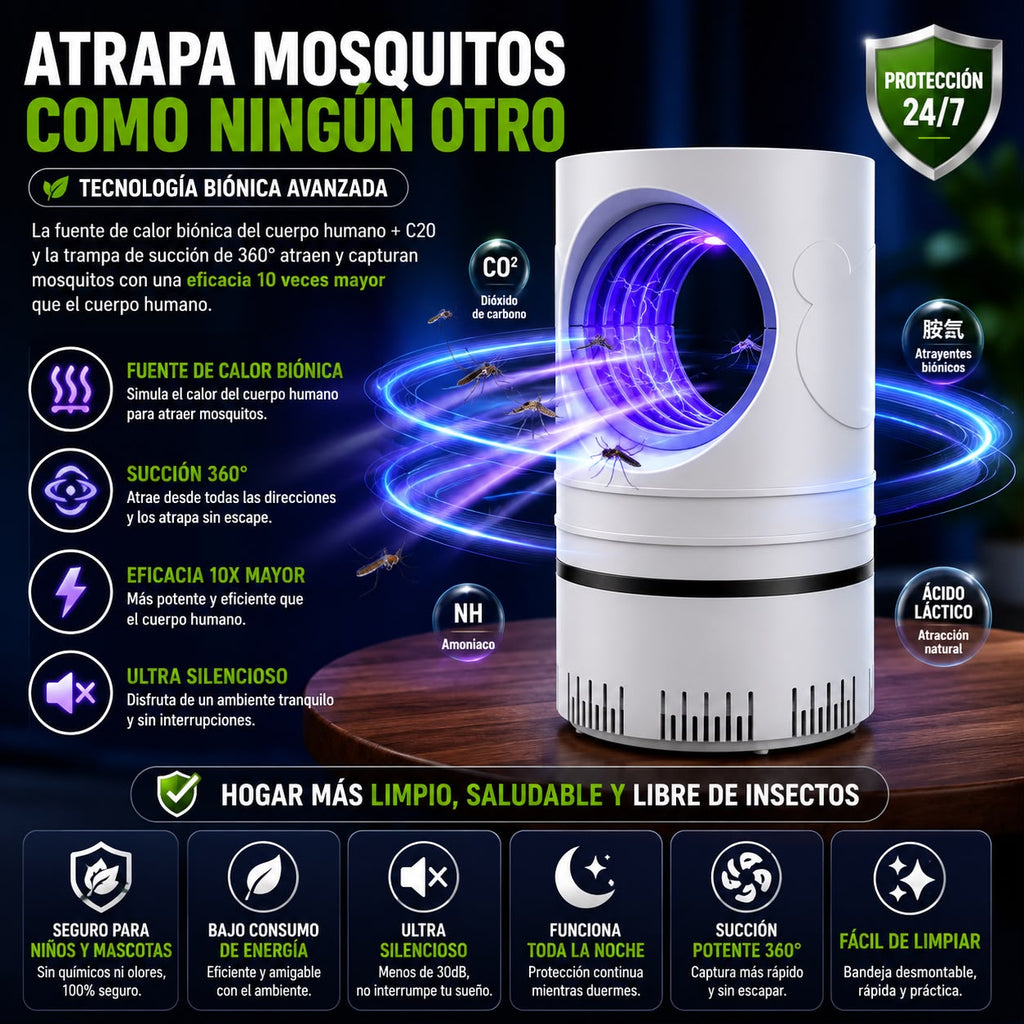 Lámpara Mata Mosquitos LED UV - Trampa Antimosquitos Eléctrica USB