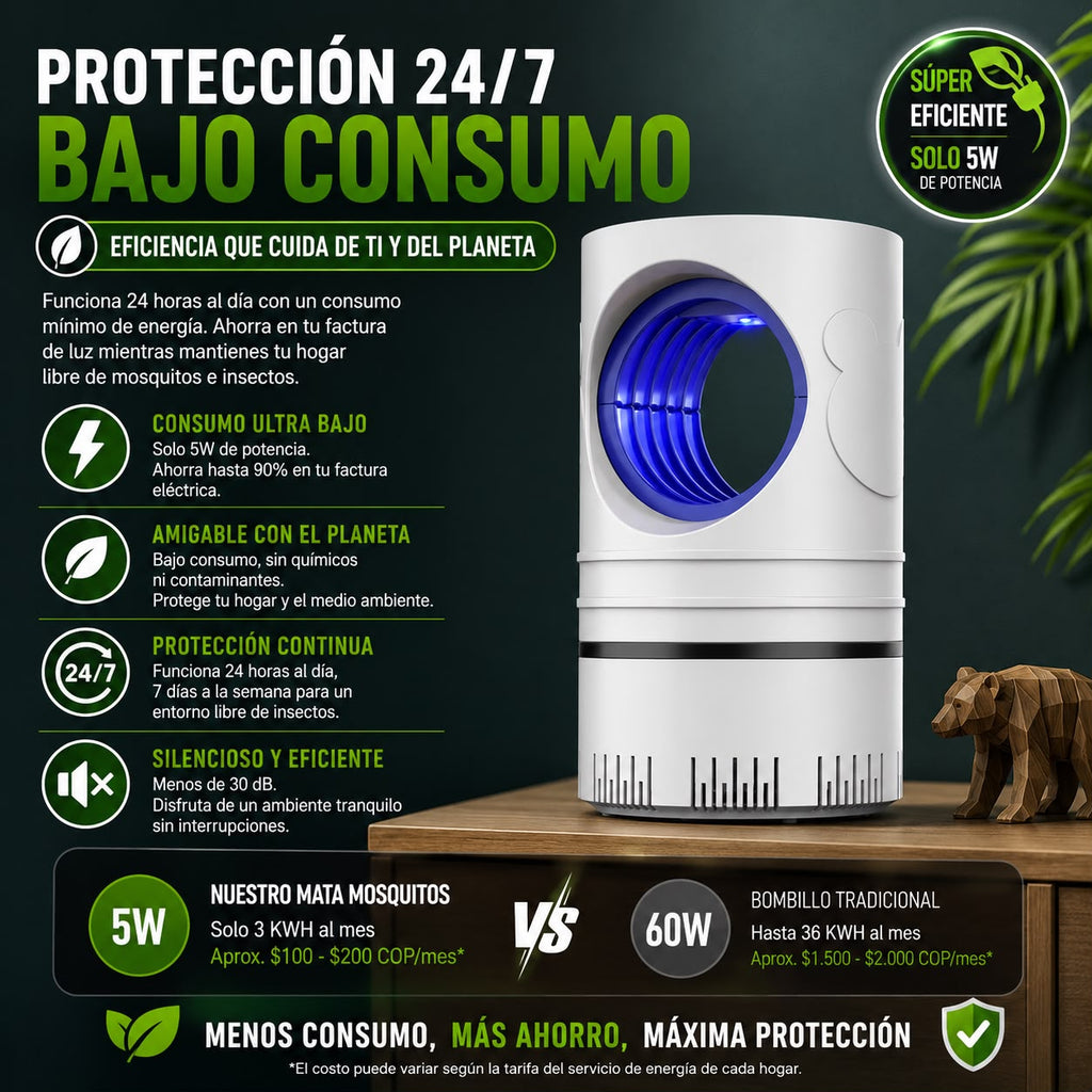 Lámpara Mata Mosquitos LED UV - Trampa Antimosquitos Eléctrica USB