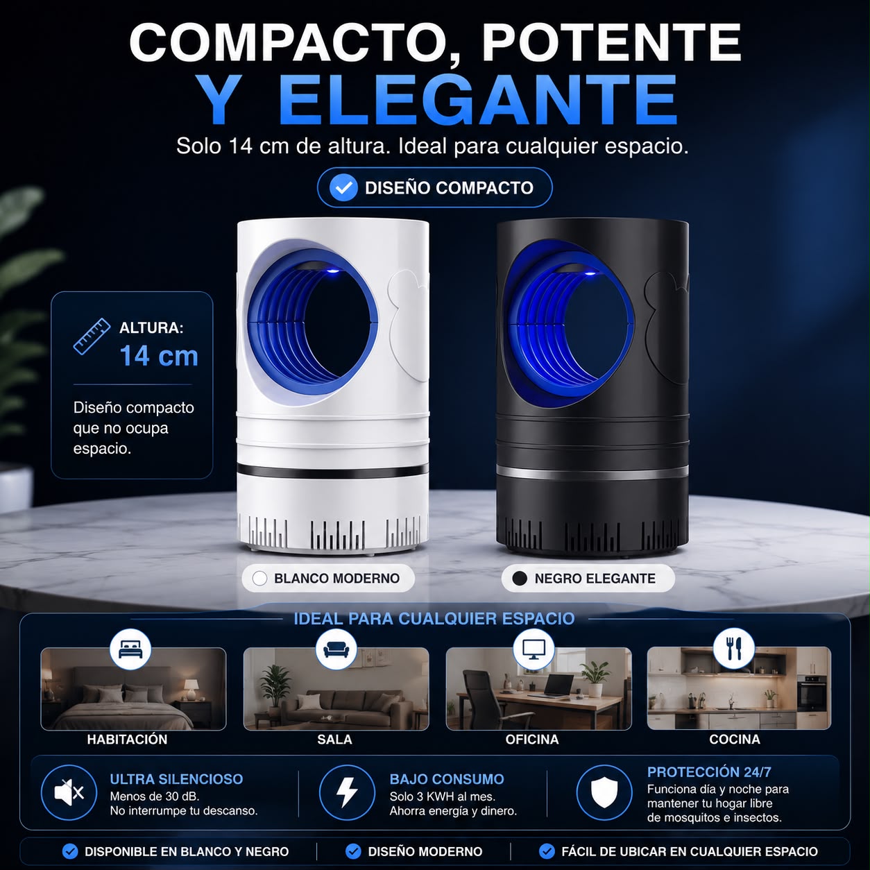 Lámpara Mata Mosquitos LED UV - Trampa Antimosquitos Eléctrica USB