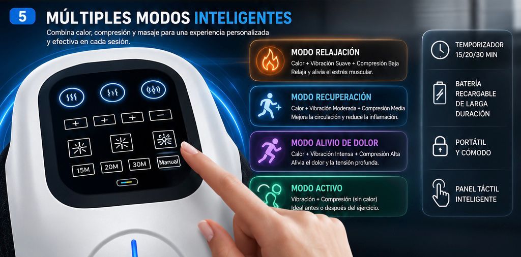 Masajeador de Rodilla con Calor y Compresión 3D – Alivio de Dolor Articular, Recargable USB