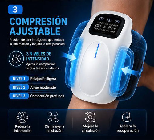 Masajeador de Rodilla con Calor y Compresión 3D – Alivio de Dolor Articular, Recargable USB