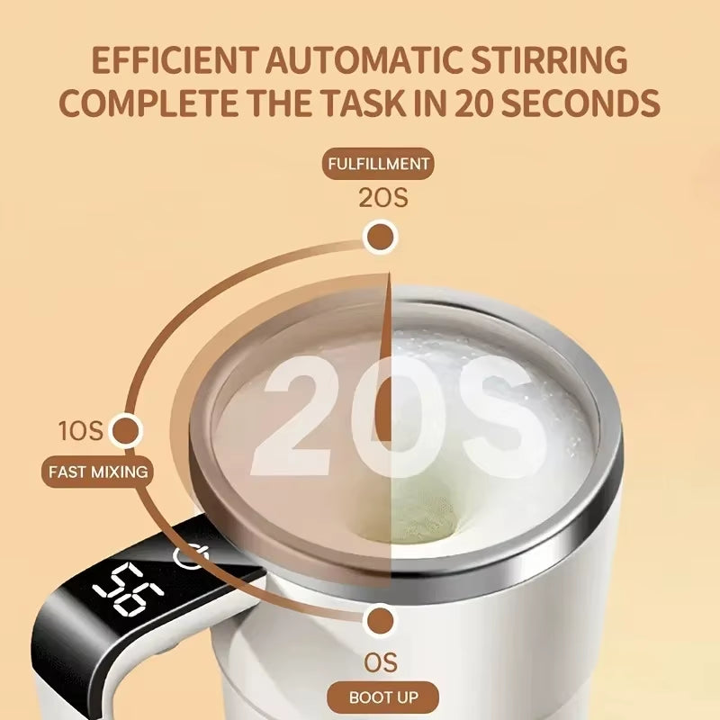 380ML Smart Self-Stirring Coffee Mug - Waterproof, USB Rechargeable with Digital Display