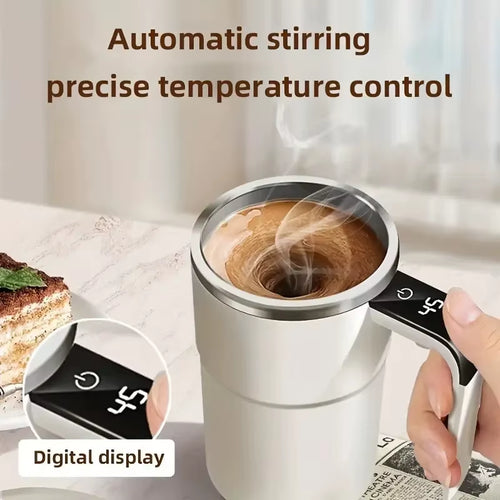 380ML Smart Self-Stirring Coffee Mug - Waterproof, USB Rechargeable with Digital Display